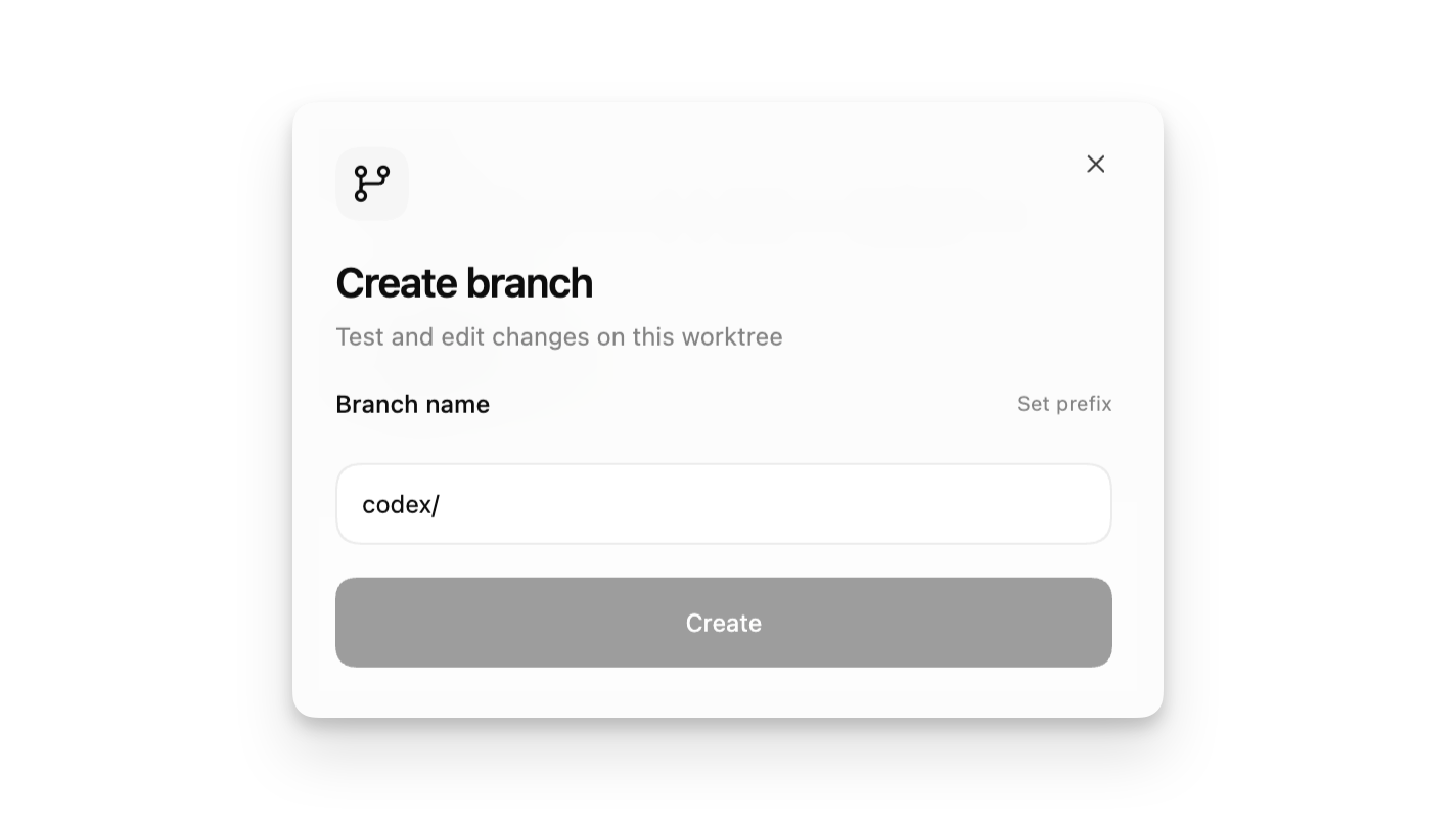 Codex 选择 Worktree 与起始分支的官方界面